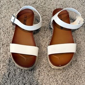 White Sandals with Ankle Strap girls 5.5
